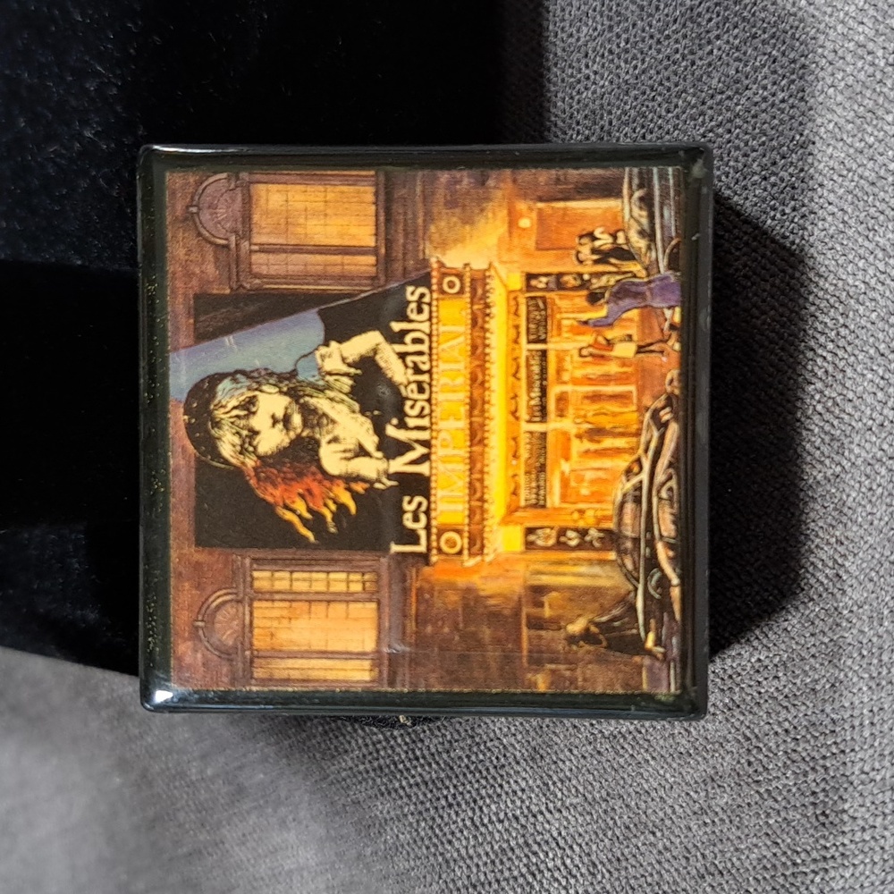 Vintage 1988 Les Miserables Black Match Box Trinket Gift Box Souvenir Enameled G